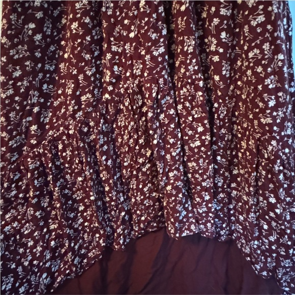 Abercrombie & Fitch burgandy Floral high low Dress size small - Picture 4 of 6
